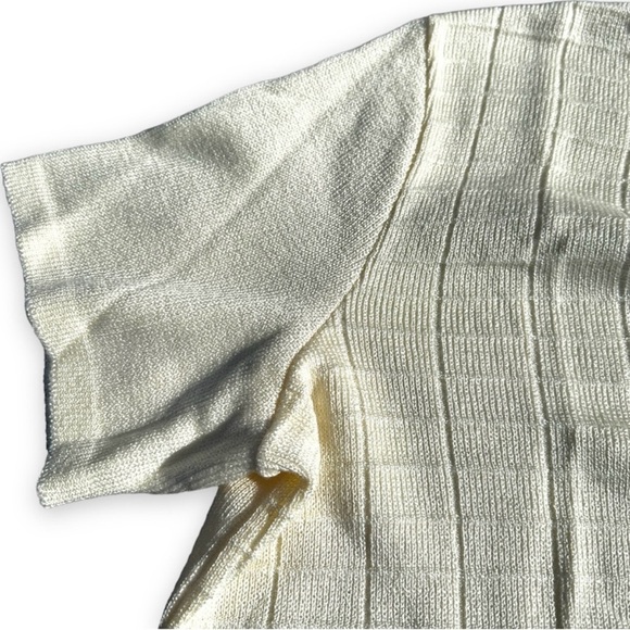 Vintage Mita Pastel Yellow Top Short Sleeve Windowpane Sweater Women’s Size XL - Picture 6 of 11